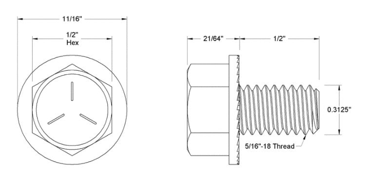 cap screw, hex head, flange, 5/16-18x0.50, zinc